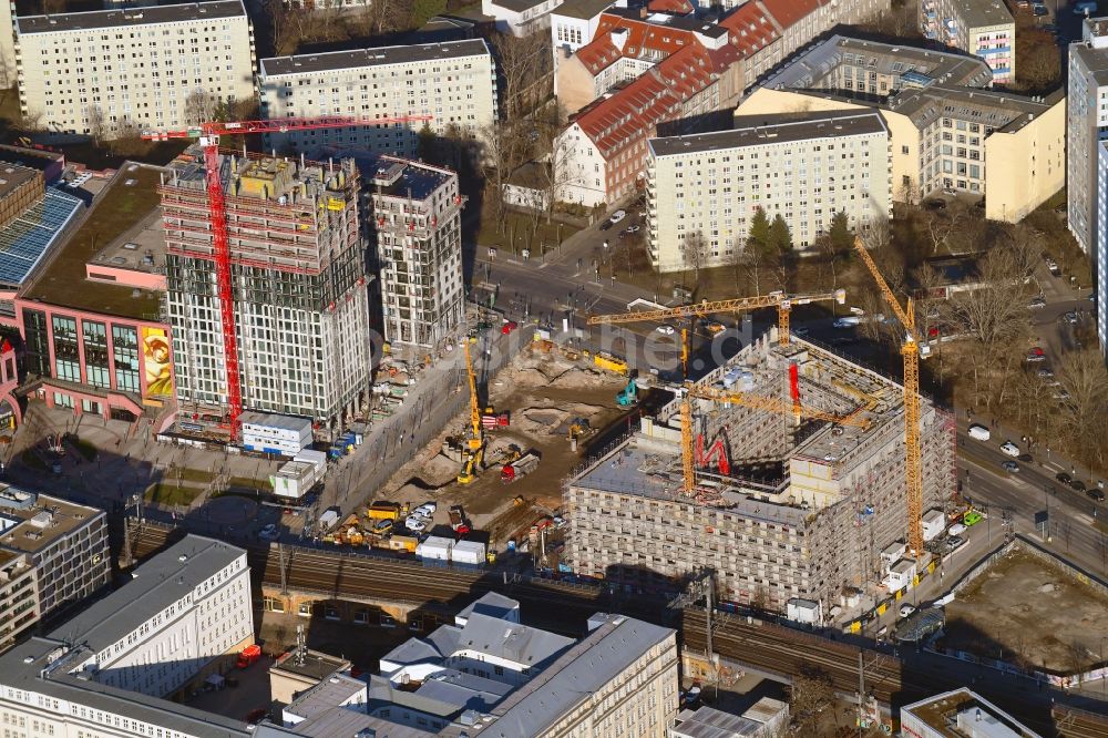 Berlin von oben - Baustelle zum Neubau einer Mehrfamilienhaus-Wohnanlage Grandaire im Ortsteil Mitte in Berlin, Deutschland