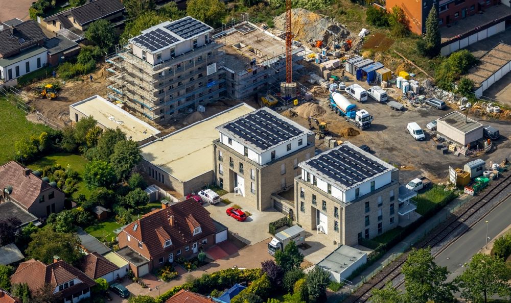 Luftbild Hamm - Baustelle zum Neubau einer Mehrfamilienhaus-Wohnanlage am Grenzweg und Alter Papelweg in Hamm im Bundesland Nordrhein-Westfalen, Deutschland