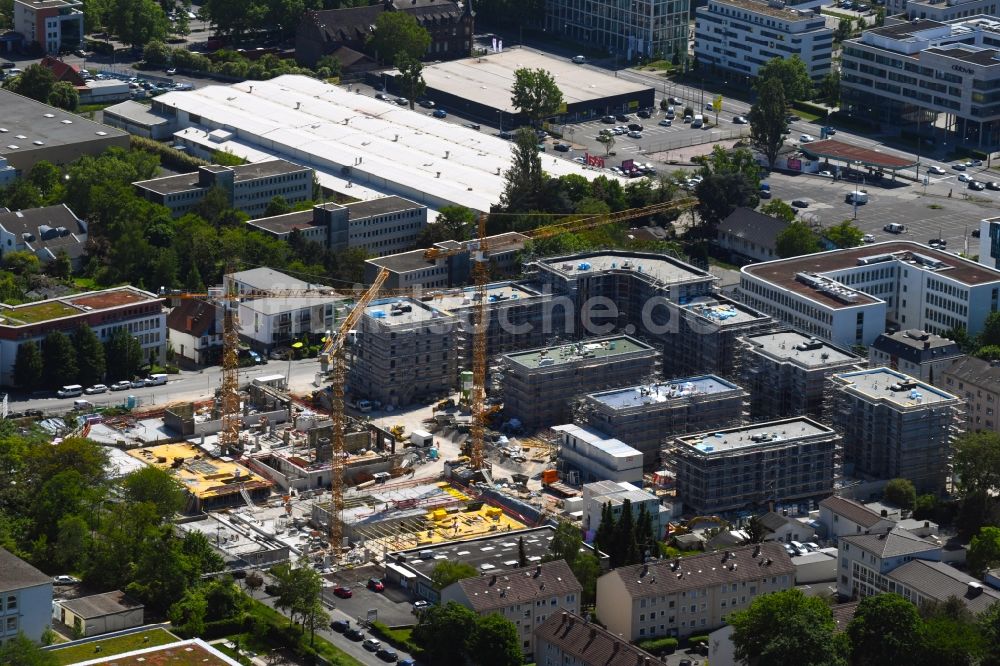 Luftbild Wiesbaden - Baustelle zum Neubau einer Mehrfamilienhaus-Wohnanlage „Grüne Mitte“ im Ortsteil Südost in Wiesbaden im Bundesland Hessen, Deutschland