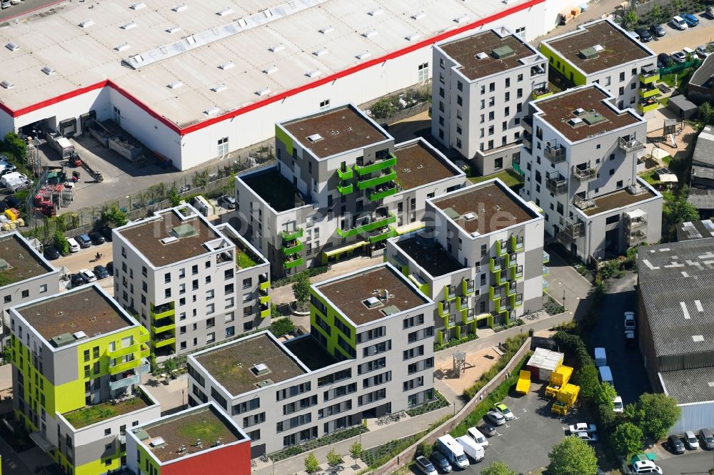Köln von oben - Baustelle zum Neubau einer Mehrfamilienhaus-Wohnanlage Grüner Weg in Köln im Bundesland Nordrhein-Westfalen, Deutschland