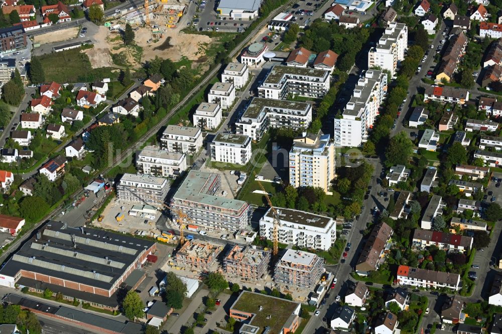 Luftbild Neusäß - Baustelle zum Neubau einer Mehrfamilienhaus-Wohnanlage an der Gustav-Mahler-Straße in Neusäß im Bundesland Bayern, Deutschland