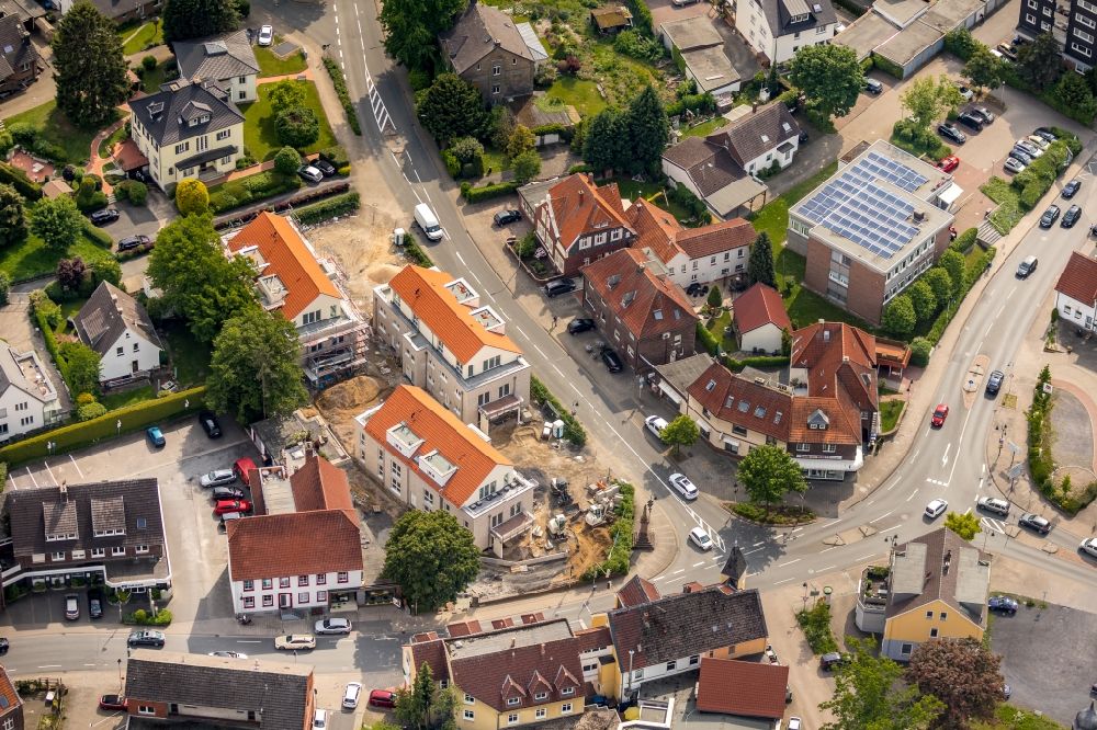 Hamm aus der Vogelperspektive: Baustelle zum Neubau einer Mehrfamilienhaus-Wohnanlage in Hamm im Bundesland Nordrhein-Westfalen, Deutschland