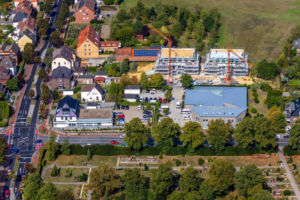 Hamm aus der Vogelperspektive: Baustelle zum Neubau einer Mehrfamilienhaus-Wohnanlage in Hamm im Bundesland Nordrhein-Westfalen, Deutschland