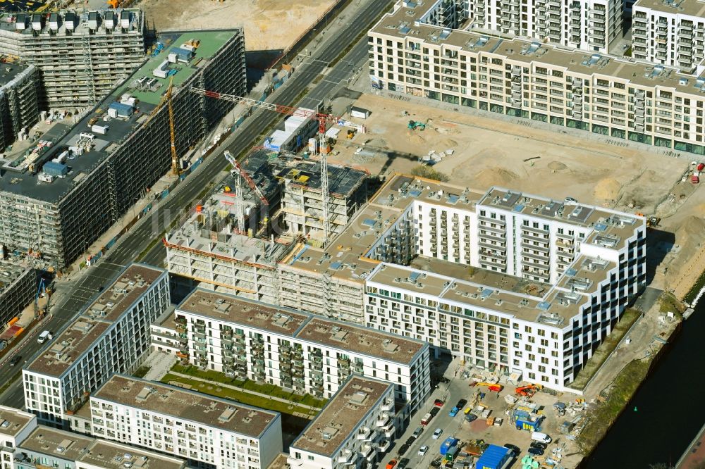Luftbild Berlin - Baustelle zum Neubau einer Mehrfamilienhaus-Wohnanlage Heidestraße - Otto-Weidt-Straße - Lydia-Rabinowitsch-Straße in der Europacity im Ortsteil Moabit in Berlin, Deutschland