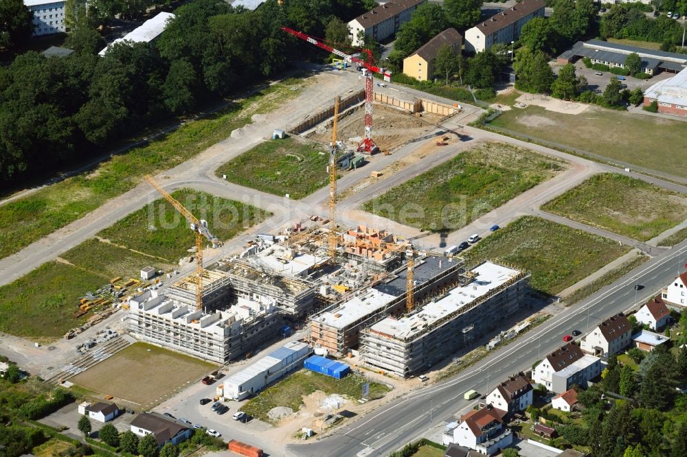 Wolfsburg von oben - Baustelle zum Neubau einer Mehrfamilienhaus-Wohnanlage Hellwinkel-Terrassen in Wolfsburg im Bundesland Niedersachsen, Deutschland