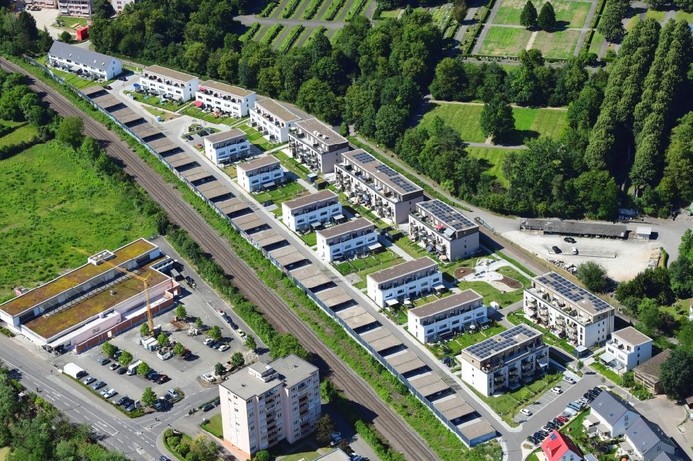 Luftaufnahme Grenzach-Wyhlen - Baustelle zum Neubau einer Mehrfamilienhaus-Wohnanlage Hornacker in Grenzach-Wyhlen im Bundesland Baden-Württemberg, Deutschland