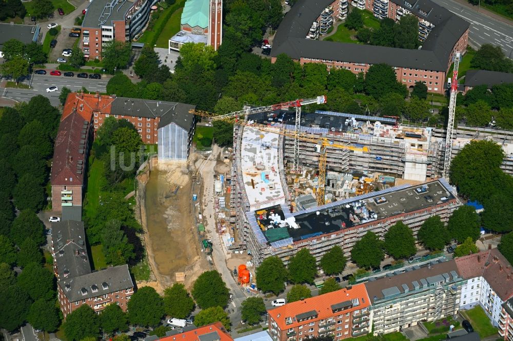 Luftbild Hamburg - Baustelle zum Neubau einer Mehrfamilienhaus-Wohnanlage am Horner Weg - Bei den Zelten in Hamburg, Deutschland