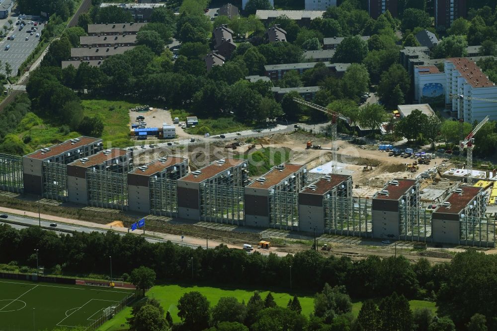 Luftbild Hamburg - Baustelle zum Neubau einer Mehrfamilienhaus-Wohnanlage am Hörgensweg im Ortsteil Eidelstedt in Hamburg, Deutschland