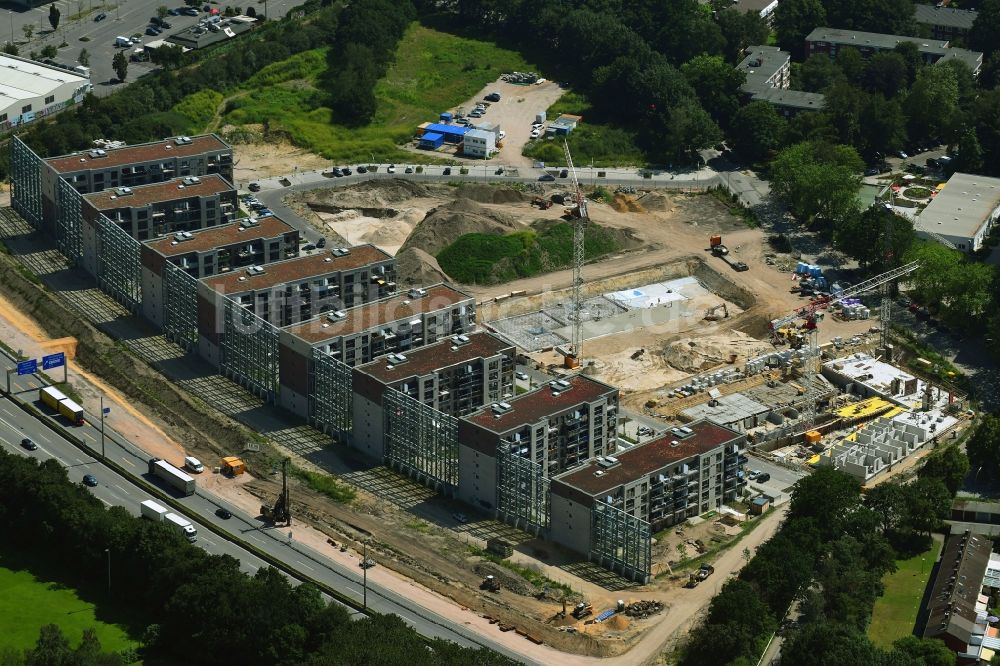 Luftbild Hamburg - Baustelle zum Neubau einer Mehrfamilienhaus-Wohnanlage am Hörgensweg im Ortsteil Eidelstedt in Hamburg, Deutschland
