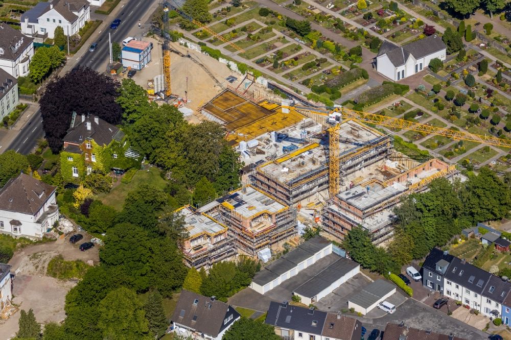 Luftbild Hattingen - Baustelle zum Neubau einer Mehrfamilienhaus-Wohnanlage Hörstken´s Gärten in Hattingen im Bundesland Nordrhein-Westfalen, Deutschland