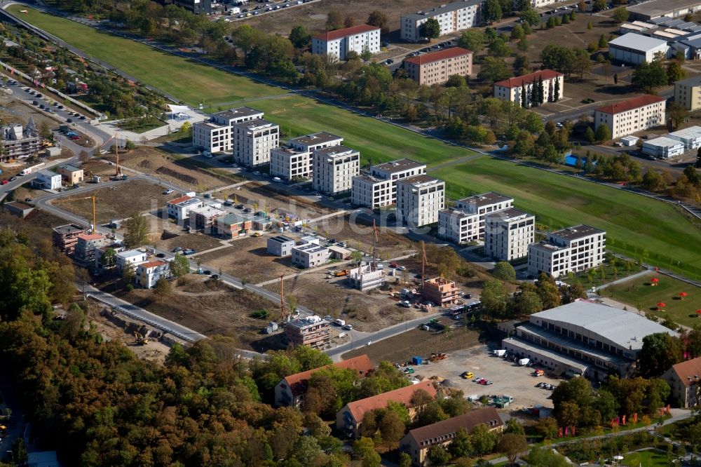 Luftbild Würzburg - Baustelle zum Neubau einer Mehrfamilienhaus-Wohnanlage Am Hubland im Ortsteil Frauenland in Würzburg im Bundesland Bayern, Deutschland