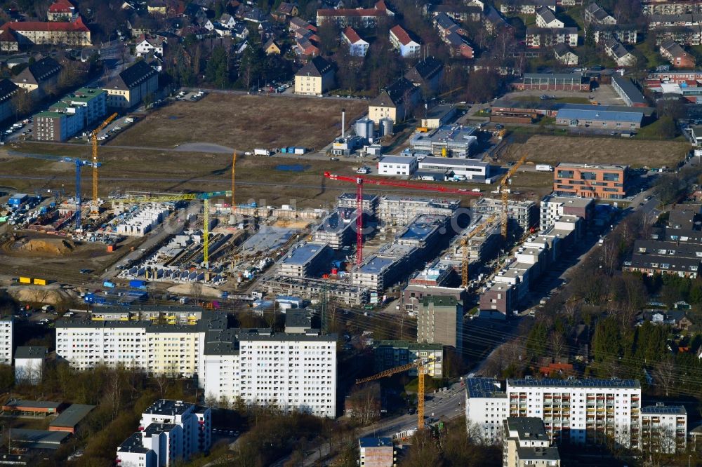 Luftbild Hamburg - Baustelle zum Neubau einer Mehrfamilienhaus-Wohnanlage am Kaskadenpark in Hamburg, Deutschland