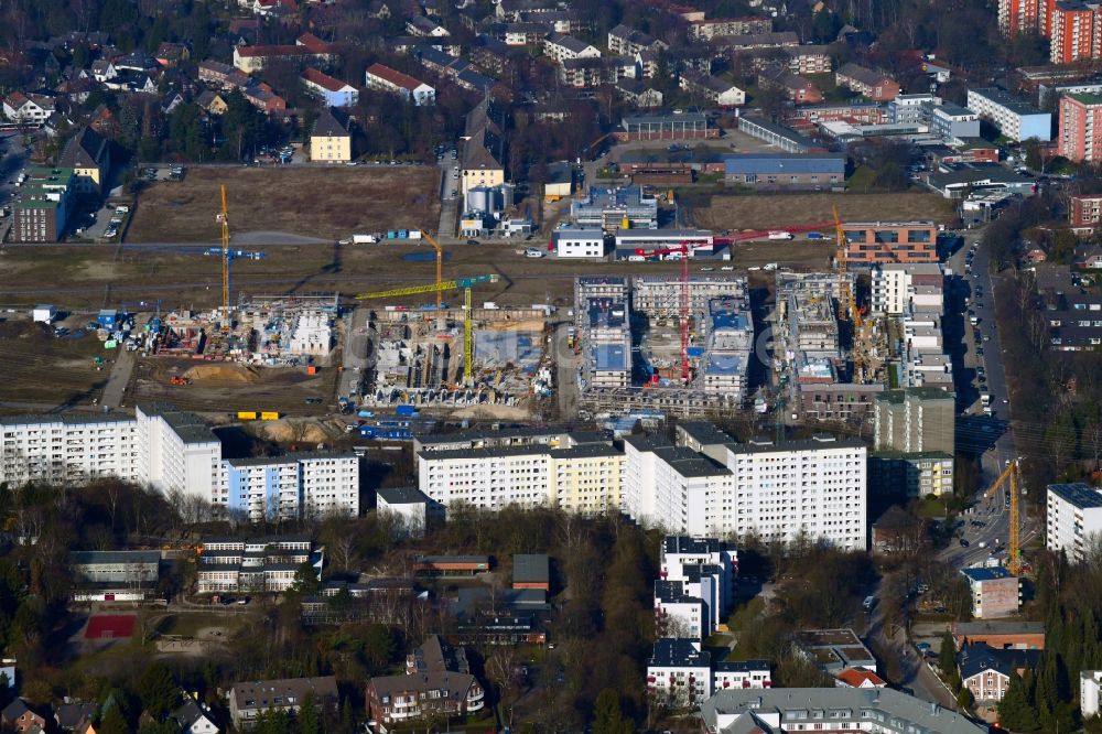 Luftaufnahme Hamburg - Baustelle zum Neubau einer Mehrfamilienhaus-Wohnanlage am Kaskadenpark in Hamburg, Deutschland