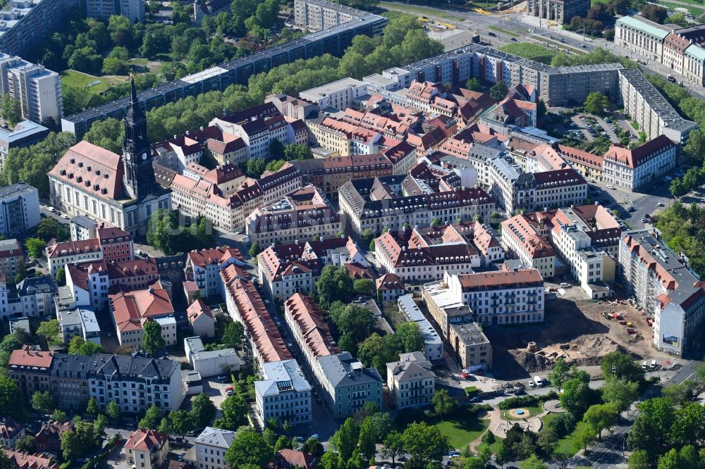 Luftbild Dresden - Baustelle zum Neubau einer Mehrfamilienhaus-Wohnanlage Königshöfe in Dresden im Bundesland Sachsen, Deutschland