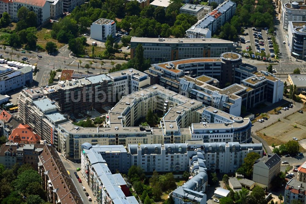 Luftbild Leipzig - Baustelle zum Neubau einer Mehrfamilienhaus-Wohnanlage Konstantinum in Leipzig im Bundesland Sachsen, Deutschland