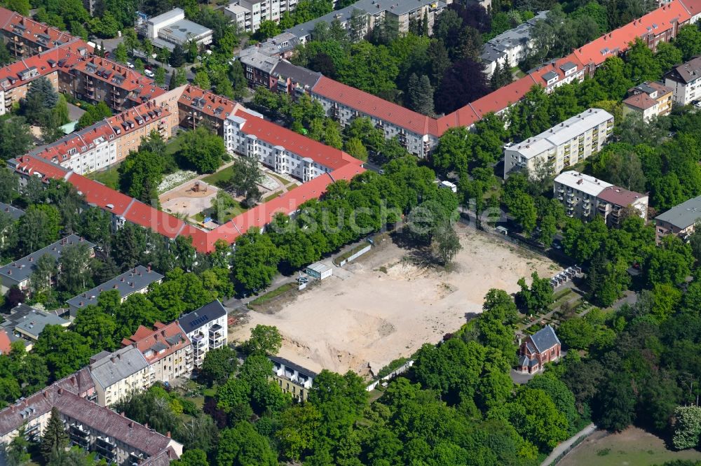 Berlin von oben - Baustelle zum Neubau einer Mehrfamilienhaus-Wohnanlage Lankwitzer Hofgärten im Ortsteil Lankwitz in Berlin, Deutschland
