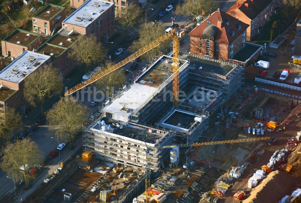 Luftbild Lübeck - Baustelle zum Neubau einer Mehrfamilienhaus-Wohnanlage des LÜBECKER BAUVEREIN eG in Lübeck im Bundesland Schleswig-Holstein, Deutschland