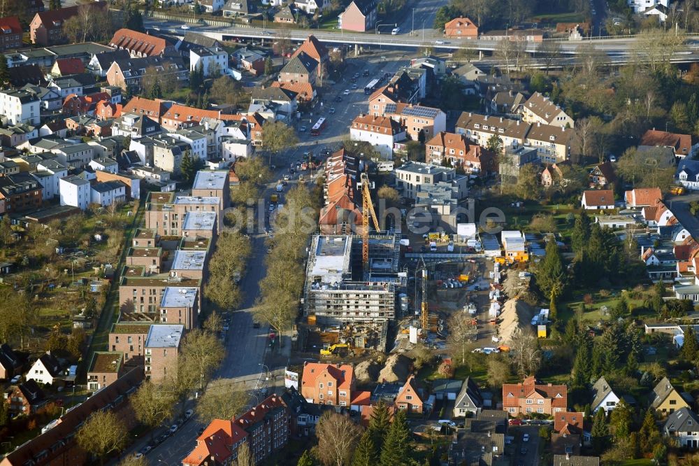 Luftbild Lübeck - Baustelle zum Neubau einer Mehrfamilienhaus-Wohnanlage des LÜBECKER BAUVEREIN eG in Lübeck im Bundesland Schleswig-Holstein, Deutschland