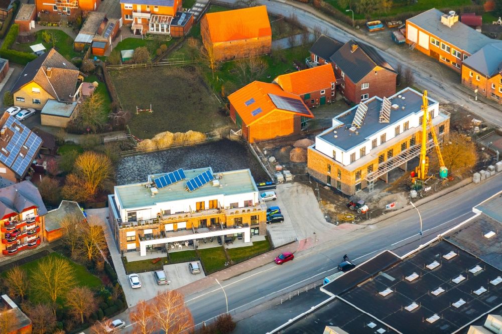 Luftbild Nordkirchen - Baustelle zum Neubau einer Mehrfamilienhaus-Wohnanlage an der Lüdinghauser Straße in Nordkirchen im Bundesland Nordrhein-Westfalen, Deutschland