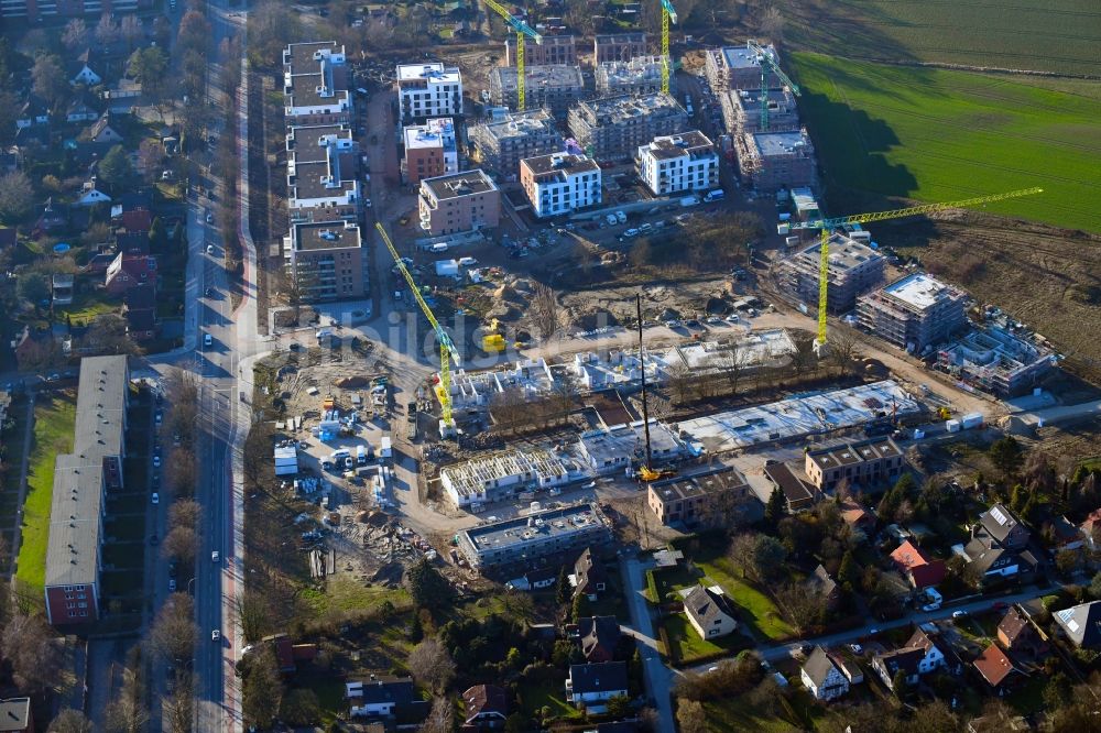 Luftaufnahme Hamburg - Baustelle zum Neubau einer Mehrfamilienhaus-Wohnanlage Lohbrügger Gärten im Ortsteil Lohbrügge in Hamburg, Deutschland