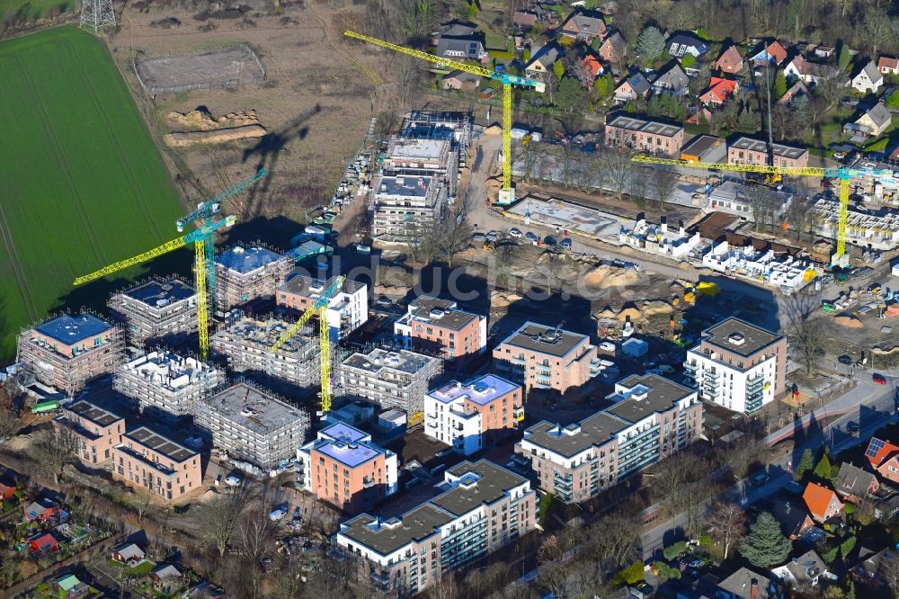 Luftaufnahme Hamburg - Baustelle zum Neubau einer Mehrfamilienhaus-Wohnanlage Lohbrügger Gärten im Ortsteil Lohbrügge in Hamburg, Deutschland