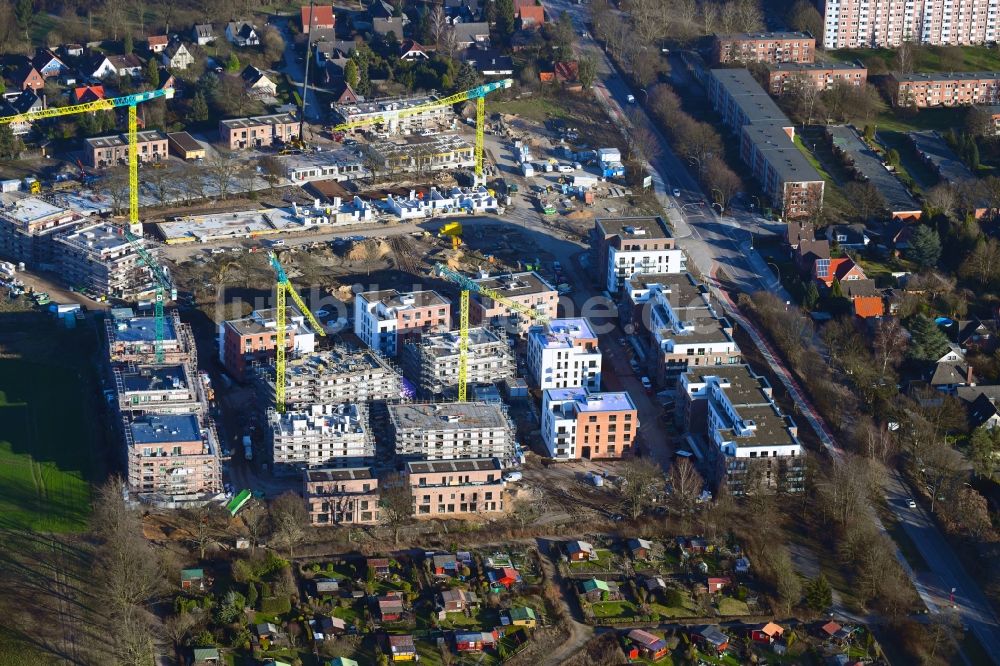 Hamburg von oben - Baustelle zum Neubau einer Mehrfamilienhaus-Wohnanlage Lohbrügger Gärten im Ortsteil Lohbrügge in Hamburg, Deutschland