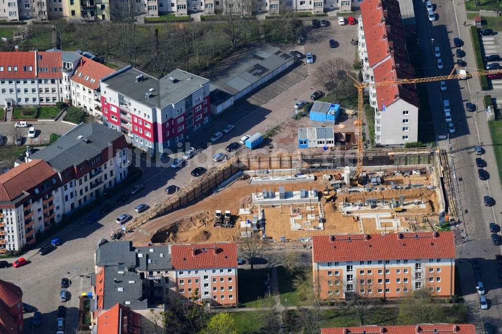 Luftbild Magdeburg - Baustelle zum Neubau einer Mehrfamilienhaus-Wohnanlage in Magdeburg im Bundesland Sachsen-Anhalt, Deutschland