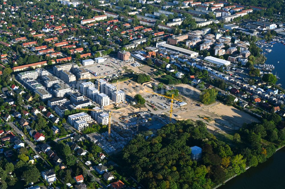 Luftbild Berlin - Baustelle zum Neubau einer Mehrfamilienhaus-Wohnanlage Marienufer in Berlin, Deutschland