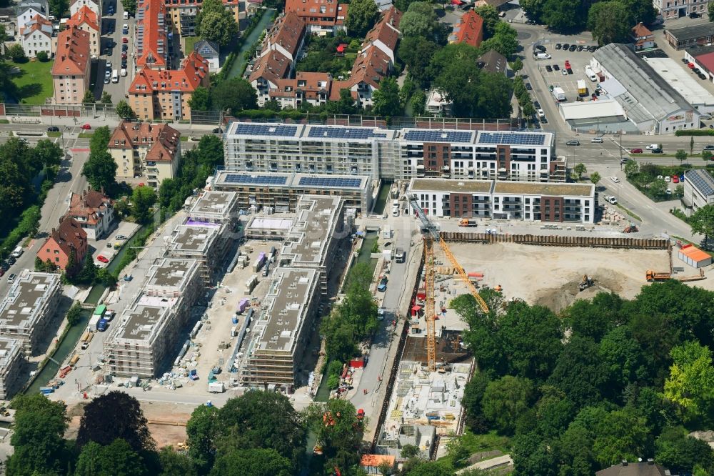 Luftaufnahme Augsburg - Baustelle zum Neubau einer Mehrfamilienhaus-Wohnanlage der Martini GmbH & Co. KG in Augsburg im Bundesland Bayern, Deutschland