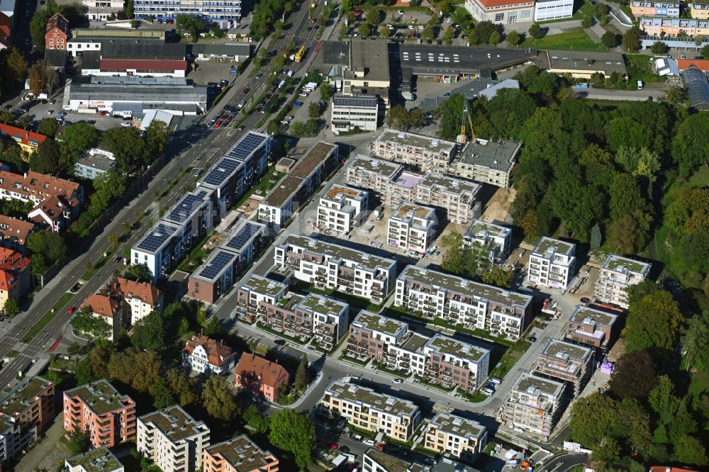 Luftbild Augsburg - Baustelle zum Neubau einer Mehrfamilienhaus-Wohnanlage der Martini GmbH & Co. KG in Augsburg im Bundesland Bayern, Deutschland