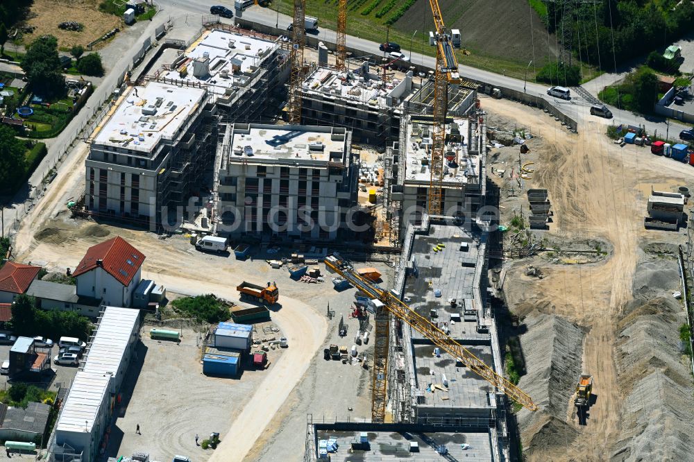 Luftbild München - Baustelle zum Neubau einer Mehrfamilienhaus-Wohnanlage meinraum in München im Bundesland Bayern, Deutschland