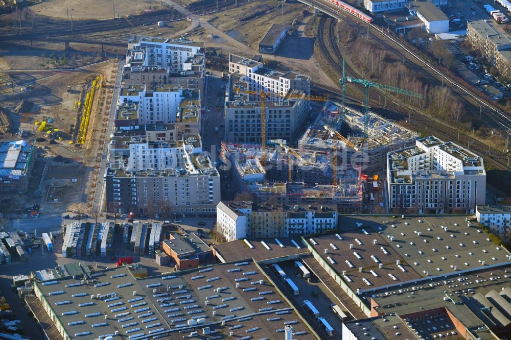 Luftaufnahme Hamburg - Baustelle zum Neubau einer Mehrfamilienhaus-Wohnanlage Mitte Altona im Ortsteil Altona in Hamburg, Deutschland