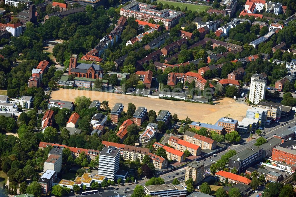 Luftaufnahme Hamburg - Baustelle zum Neubau einer Mehrfamilienhaus-Wohnanlage Neues Quartier Mesterkamp in Hamburg, Deutschland