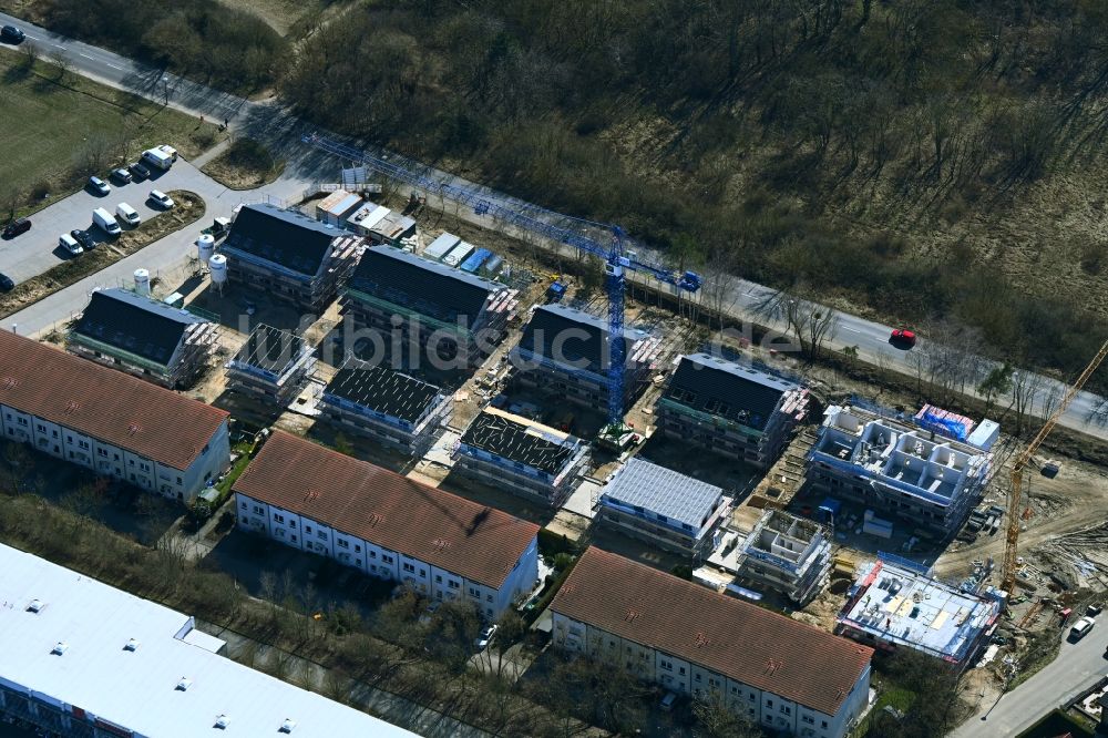 Luftbild Berlin - Baustelle zum Neubau einer Mehrfamilienhaus-Wohnanlage Am Niederfeld - Rosenhagener Straße - Hohenseeweg - Steffenshagener Straße in Berlin, Deutschland