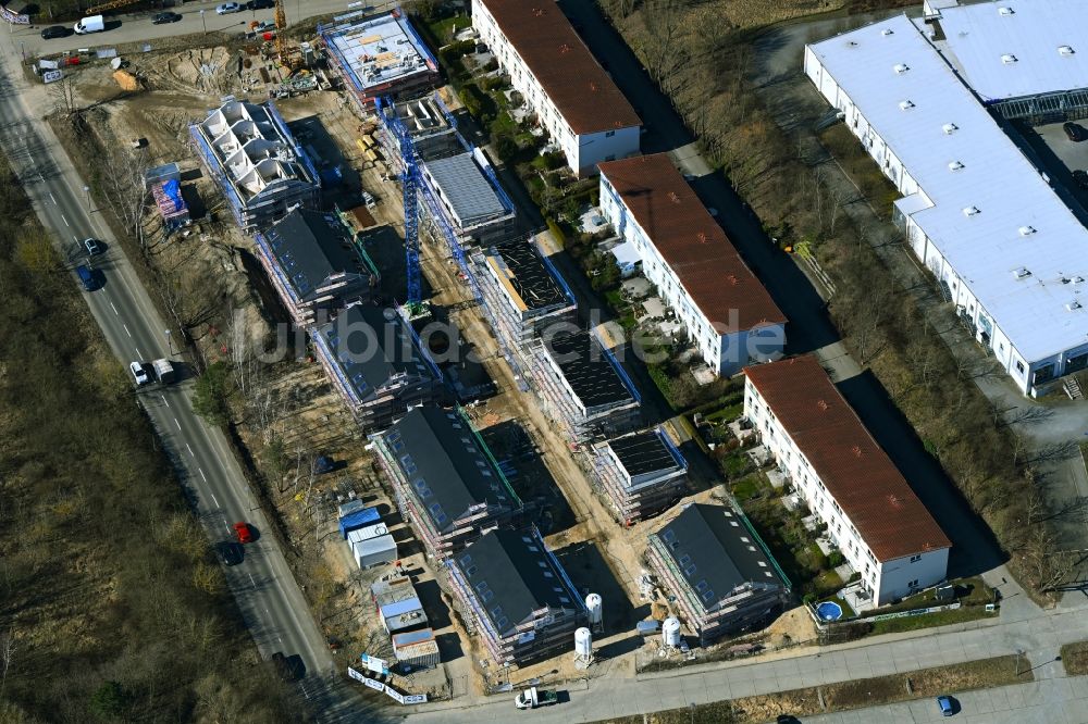 Berlin von oben - Baustelle zum Neubau einer Mehrfamilienhaus-Wohnanlage Am Niederfeld - Rosenhagener Straße - Hohenseeweg - Steffenshagener Straße in Berlin, Deutschland