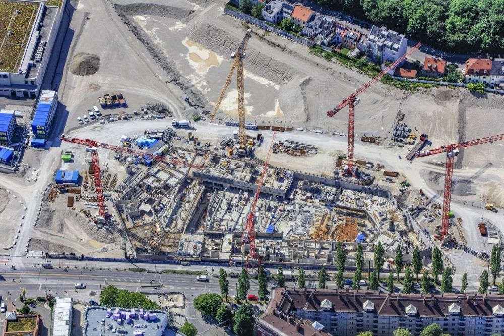 Luftbild München - Baustelle zum Neubau einer Mehrfamilienhaus-Wohnanlage Am Nockherberg im Ortsteil Au-Haidhausen in München im Bundesland Bayern, Deutschland