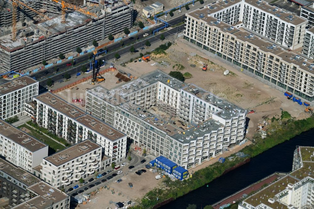 Luftaufnahme Berlin - Baustelle zum Neubau einer Mehrfamilienhaus-Wohnanlage THE ONE in der Europacity in Berlin, Deutschland