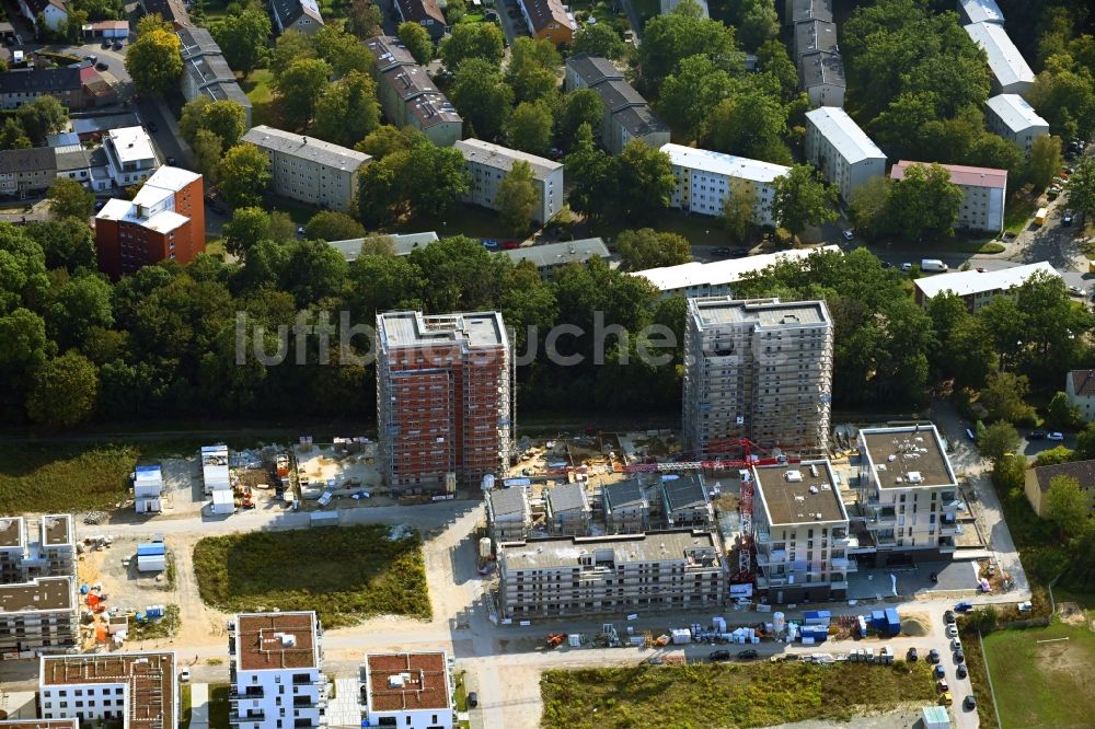 Luftaufnahme Wolfsburg - Baustelle zum Neubau einer Mehrfamilienhaus-Wohnanlage im Ortsteil Hellwinkel in Wolfsburg im Bundesland Niedersachsen, Deutschland
