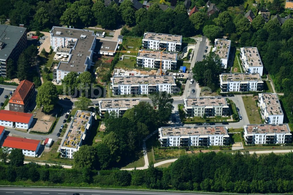 Luftbild Hamburg - Baustelle zum Neubau einer Mehrfamilienhaus-Wohnanlage im Ortsteil Jenfeld in Hamburg, Deutschland