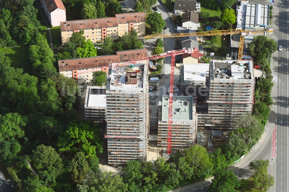 Luftbild Ingolstadt - Baustelle zum Neubau einer Mehrfamilienhaus-Wohnanlage im Ortsteil Monikaviertel in Ingolstadt im Bundesland Bayern, Deutschland