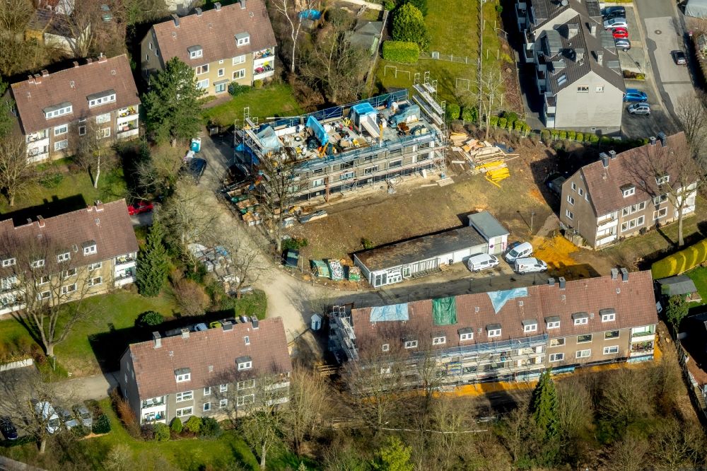 Luftbild Hattingen - Baustelle zum Neubau einer Mehrfamilienhaus-Wohnanlage im Ortsteil Niederwenigern in Hattingen im Bundesland Nordrhein-Westfalen, Deutschland