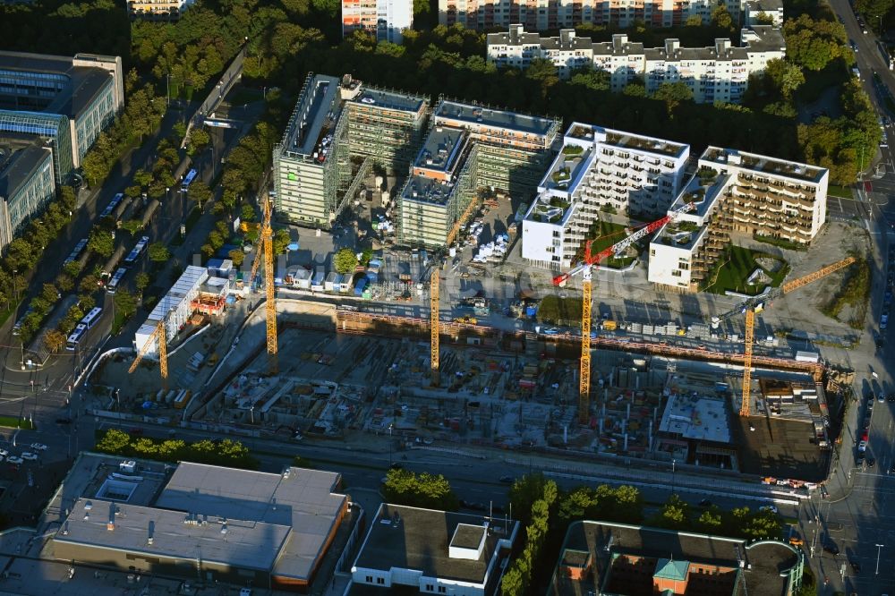 Luftbild München - Baustelle zum Neubau einer Mehrfamilienhaus-Wohnanlage im Ortsteil Ramersdorf-Perlach in München im Bundesland Bayern, Deutschland