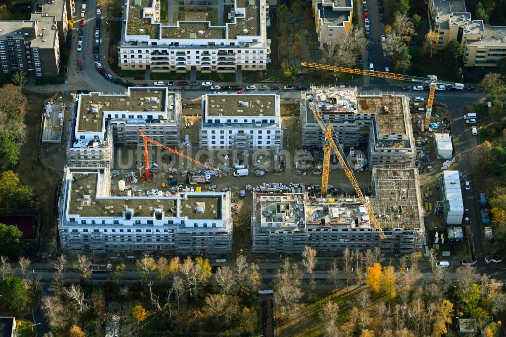Luftbild Berlin - Baustelle zum Neubau einer Mehrfamilienhaus-Wohnanlage im Ortsteil Wittenau in Berlin, Deutschland