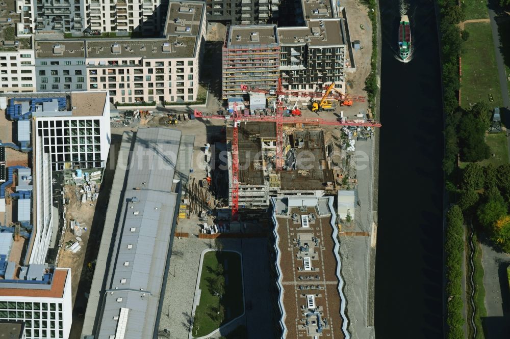 Luftbild Berlin - Baustelle zum Neubau einer Mehrfamilienhaus-Wohnanlage Palais Europacity im Ortsteil Moabit in Berlin, Deutschland