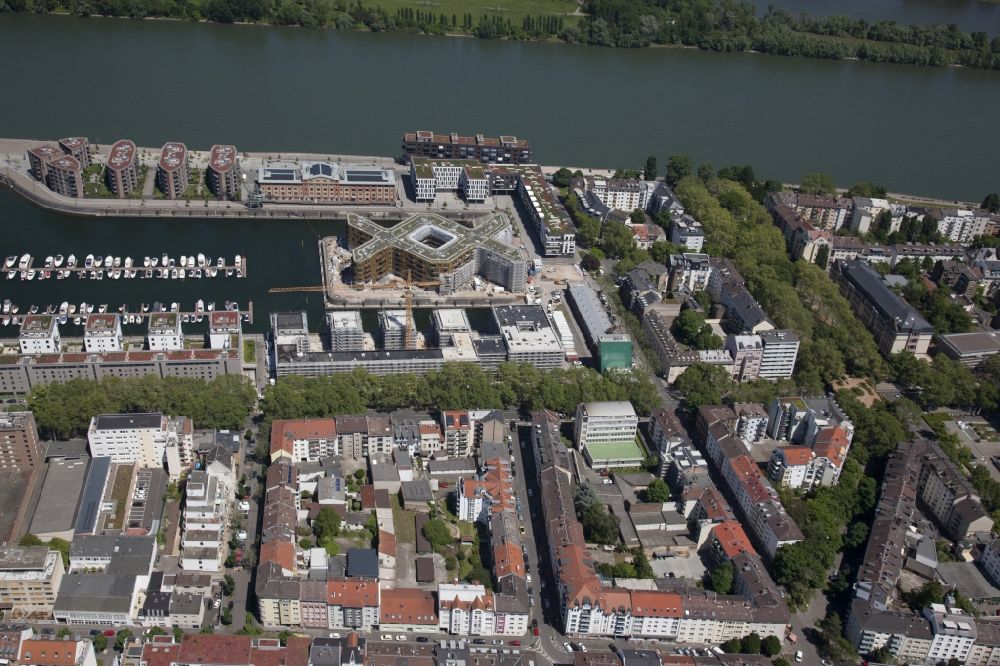 Luftbild Mainz - Baustelle zum Neubau einer Mehrfamilienhaus-Wohnanlage PANDION DOXX in Mainz im Bundesland Rheinland-Pfalz, Deutschland