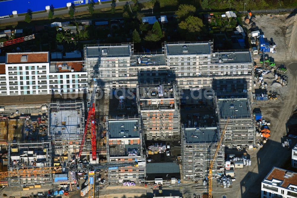 Luftbild München - Baustelle zum Neubau einer Mehrfamilienhaus-Wohnanlage Paosopark im Ortsteil Freiham in München im Bundesland Bayern, Deutschland