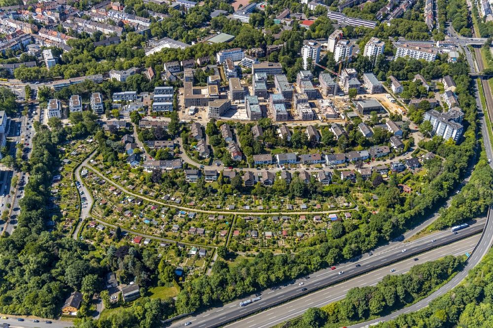 Luftbild Essen - Baustelle zum Neubau einer Mehrfamilienhaus-Wohnanlage Parc Dunant im Ortsteil Rüttenscheid in Essen im Bundesland Nordrhein-Westfalen, Deutschland