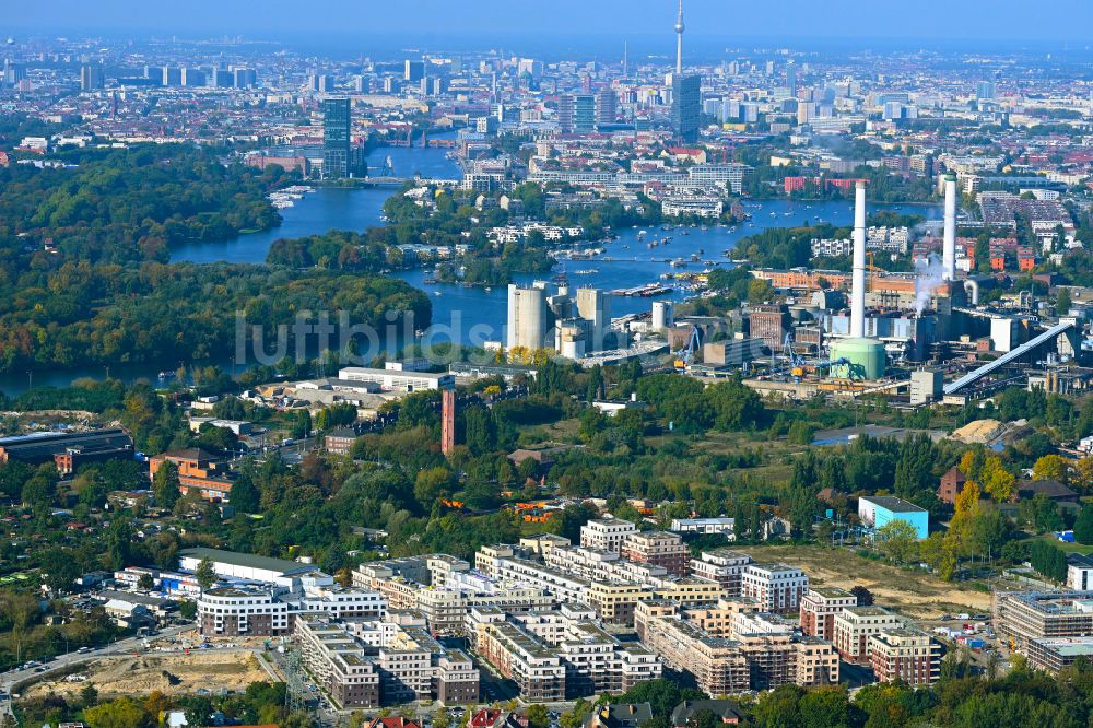 Luftaufnahme Berlin - Baustelle zum Neubau einer Mehrfamilienhaus-Wohnanlage Parkstadt Karlshorst in Berlin, Deutschland
