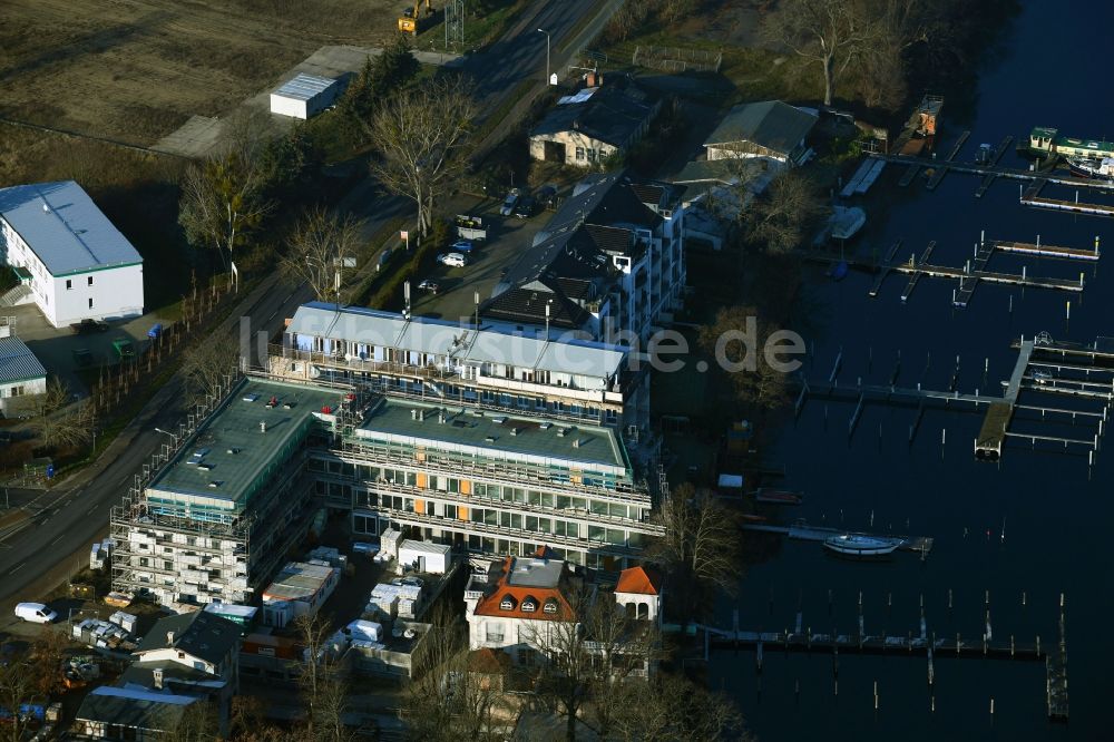 Luftbild Potsdam - Baustelle zum Neubau einer Mehrfamilienhaus-Wohnanlage in Potsdam im Bundesland Brandenburg, Deutschland