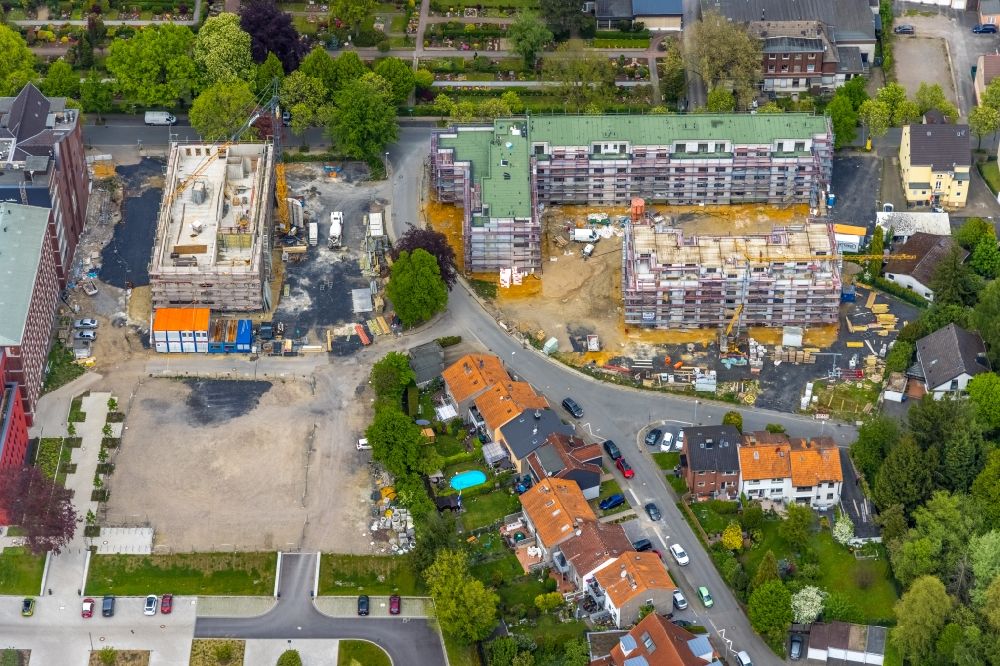 Luftbild Herne - Baustelle zum Neubau einer Mehrfamilienhaus-Wohnanlage des Projekts Widumer Quartier an der Widumer Straße in Herne im Bundesland Nordrhein-Westfalen, Deutschland